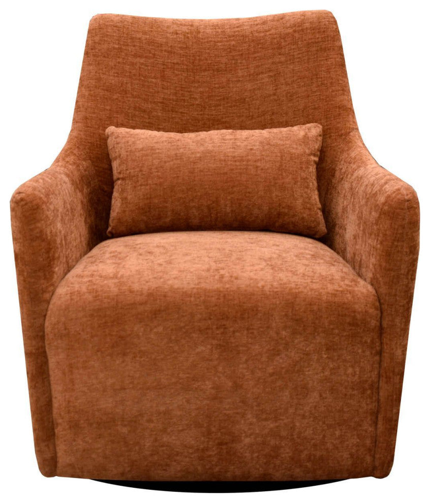 Lounge Upholstered Swivel Chair, Brick Chenille