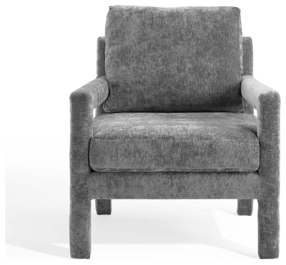 Armchair Accent Chair, Velvet, Gray, Modern, Living Lounge Hospitality