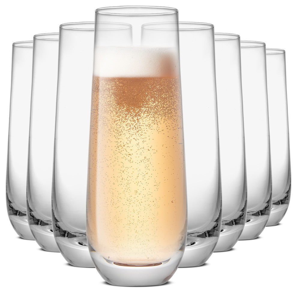 Milo Crystal Stemless Champagne Flute Glasses 9.5 oz, Set of 8