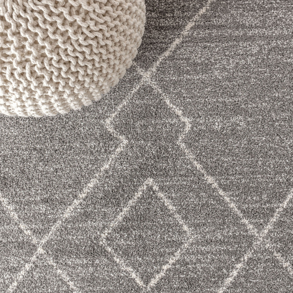 Alia Moroccan Beni Souk Area Rug, Gray/Cream, 2'x8'