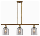 Ballston-Bella 3-Light 36" Stem Island Light, Brushed Brass, Light Smoke