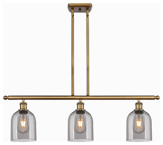 Ballston-Bella 3-Light 36" Stem Island Light, Brushed Brass, Light Smoke