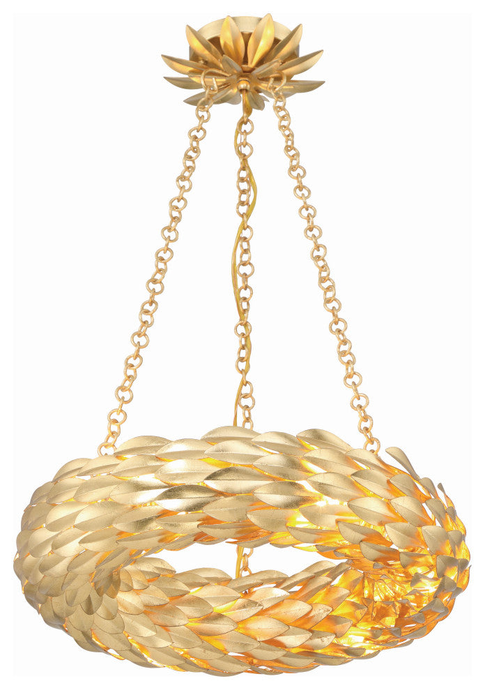 Crystorama Broche 6 Light Antique Gold Chandelier