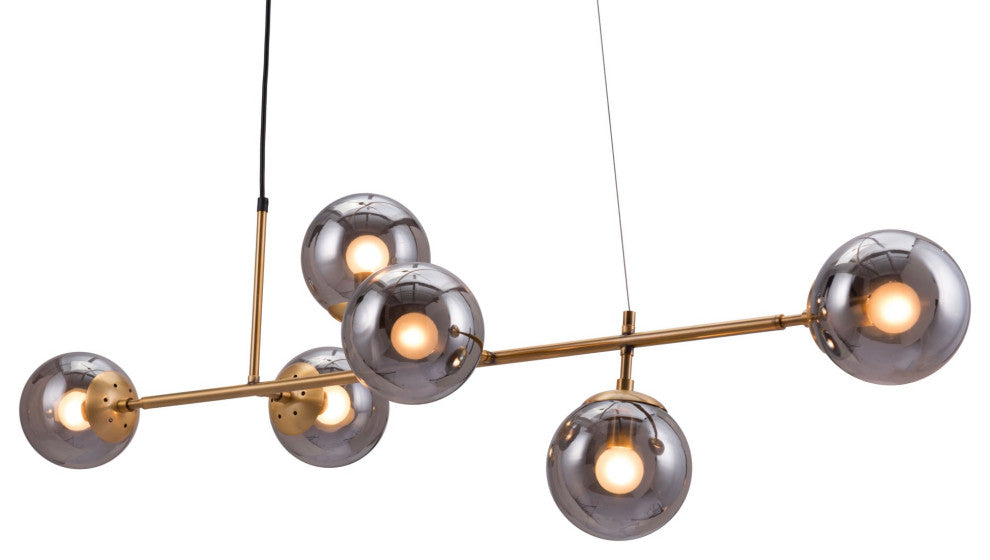 Pendant Ceiling Light Fixture, Glass, Steel Metal, Brass, Gold, Black, Lounge