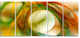 Circled Green Psychedelic Texture, Abstract Art on Canvas, 60"x28", 5 Panels