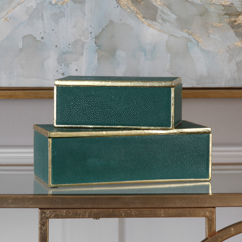 Uttermost Karis Emerald Green Boxes, Set of 2