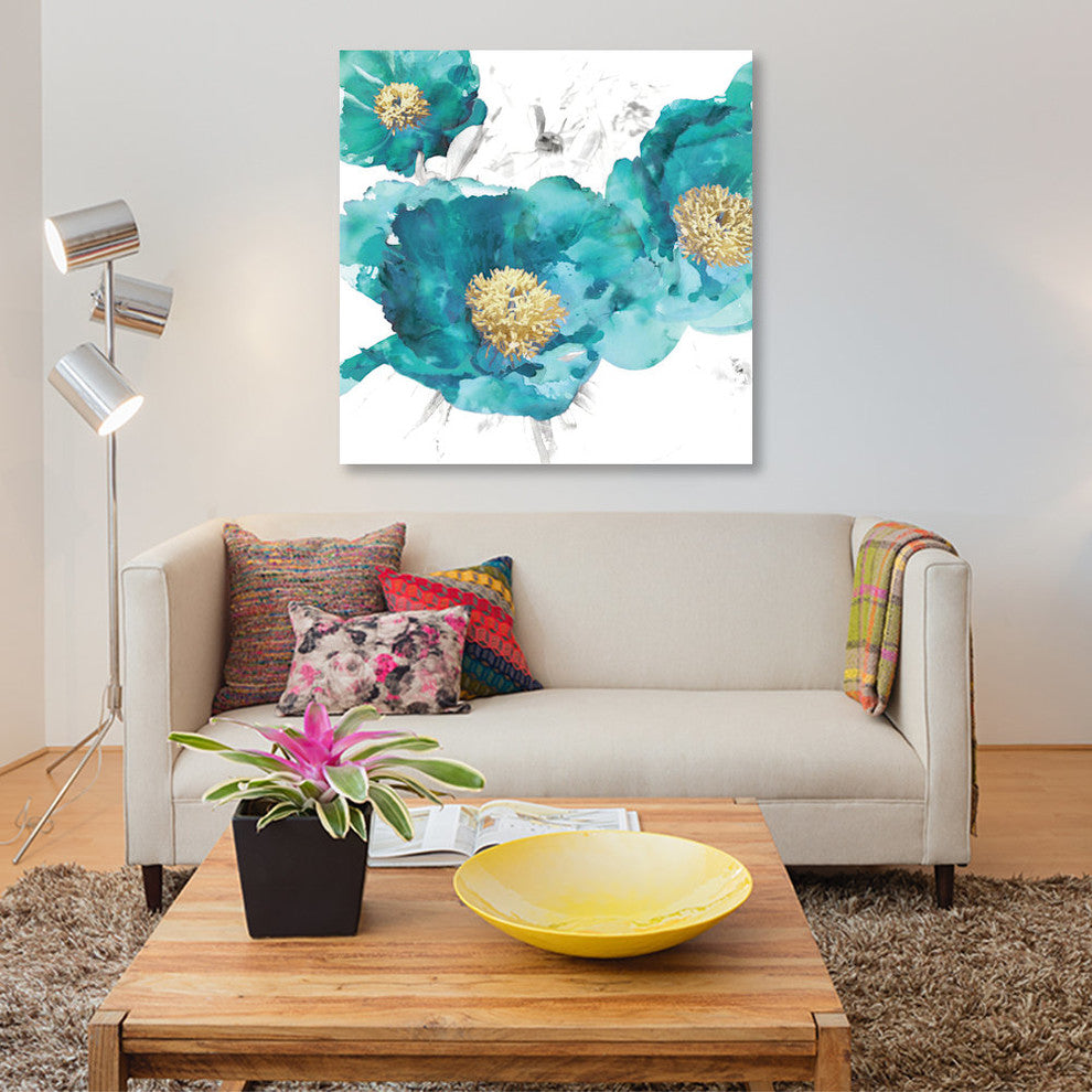 "Aqua Trio I" by Vanessa Austin, Canvas Print, 18x18"
