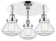 Olean-3 Light 18" Flush Mount-Polished Chrome, Clear Glass Shade