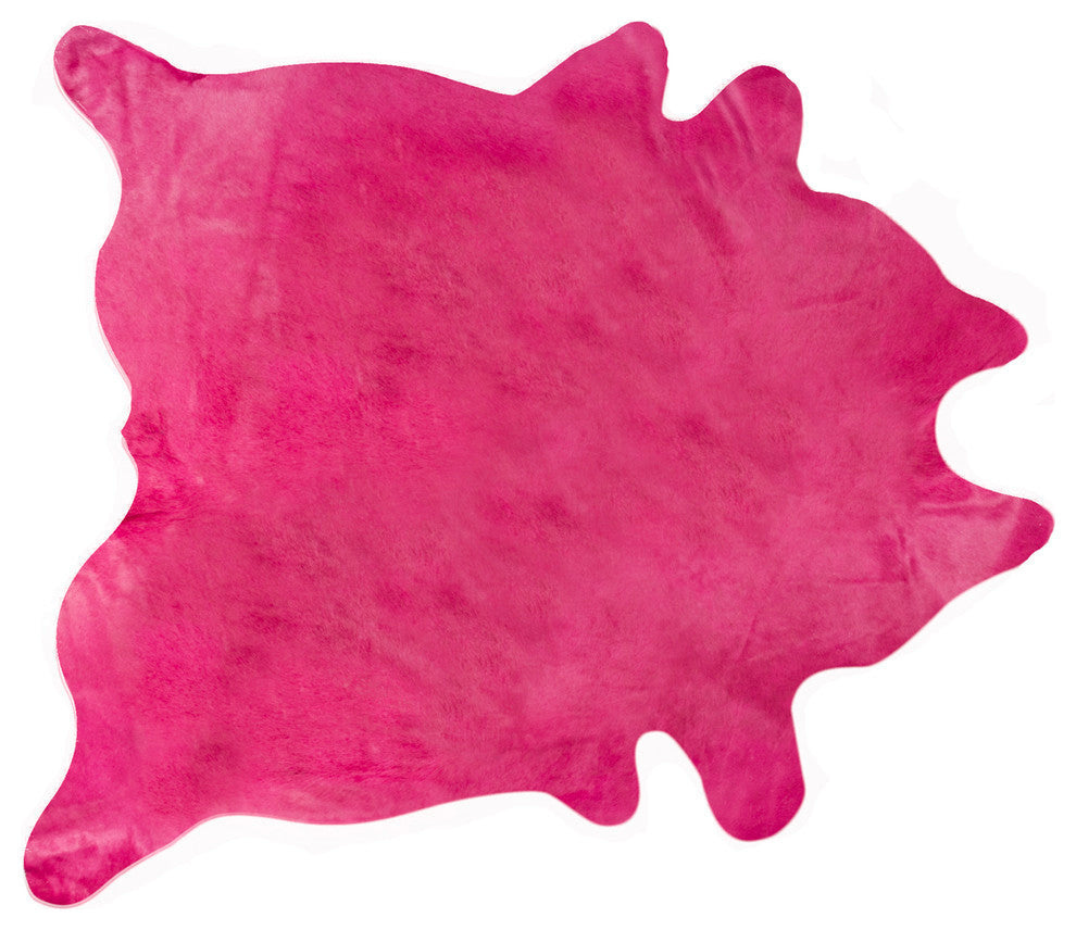 Natural Geneva Cowhide Rug, 6'x7', Fuschia