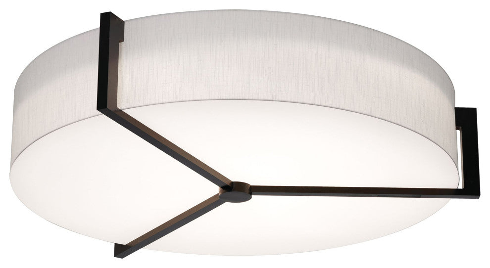 Apex 33" LED Flush Mount, Espresso Finish, Linen White Shade