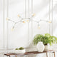 Midcentury Modern 8 Light White Chandelier Abstract Burst Glass Shade Adjustable