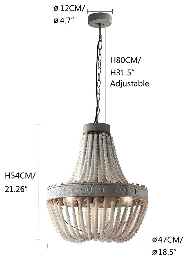 Couvin | Retro Wooden Beads Chandelier for Living Room, Empire Medium