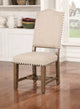 Benzara BM183231 Fabric Upholstered Wooden Side Chair, Pack of Two, Beige