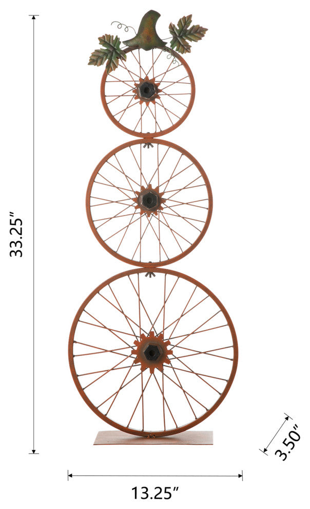 33.25''H Fall Bicycle Wheel Pumpkin Porch Decor