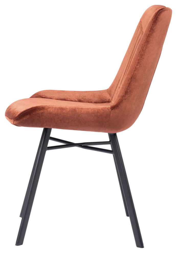 Dining Chair, Set of 2, Steel Metal, Fabric, Brown, Black, Kitchen Cafe Bistro