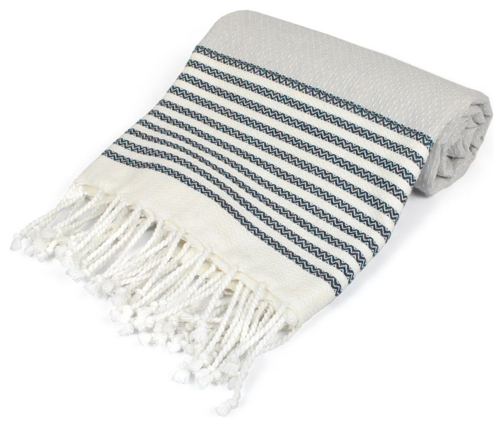Navy Stitched Stripe Fouta Towel