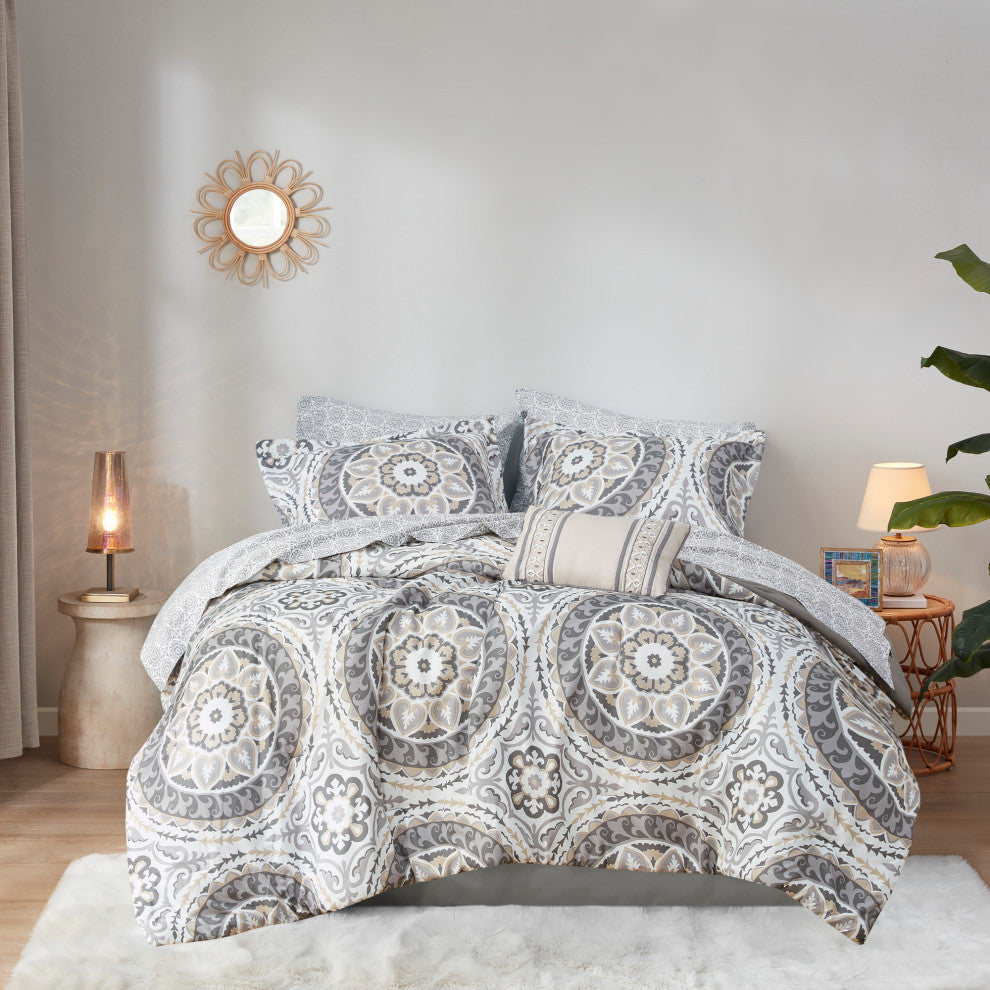 Madison Park Microfiber Printed 7-Piece Comforter Set, Twin
