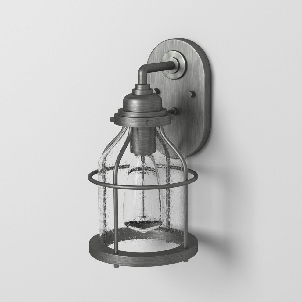 Brensten 1-Light Outdoor Wall Lantern, Weathered Iron