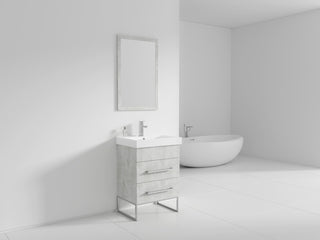 Fine Fixtures Modern Vanity Set, Gray Marble, 24", Polished Chrome Hardware