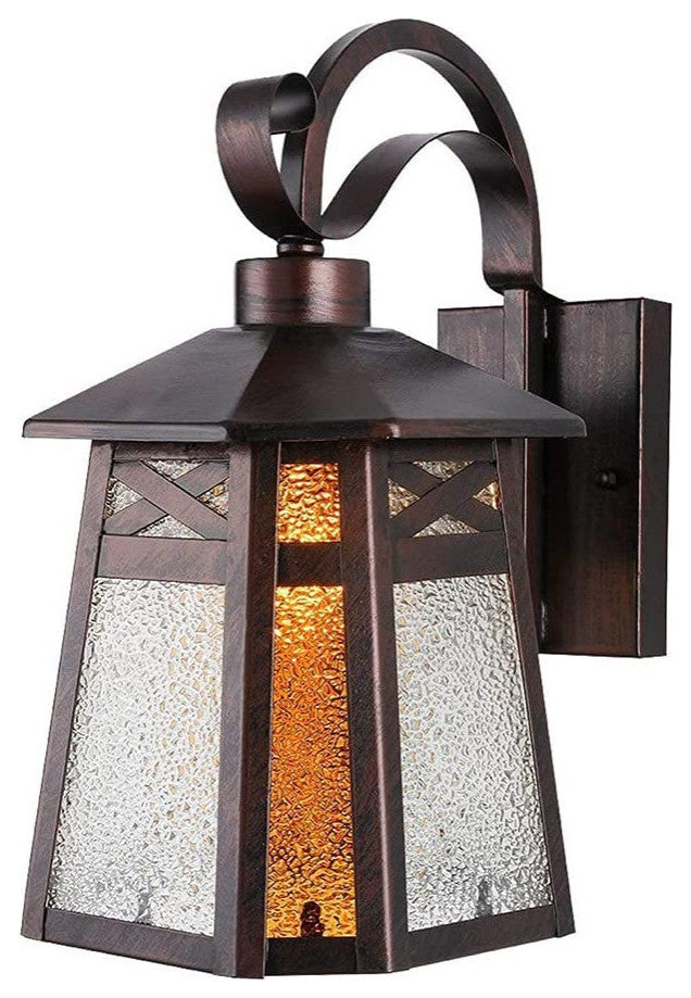 Retro outdoor lantern industrial glass wall sconce with bronze finish