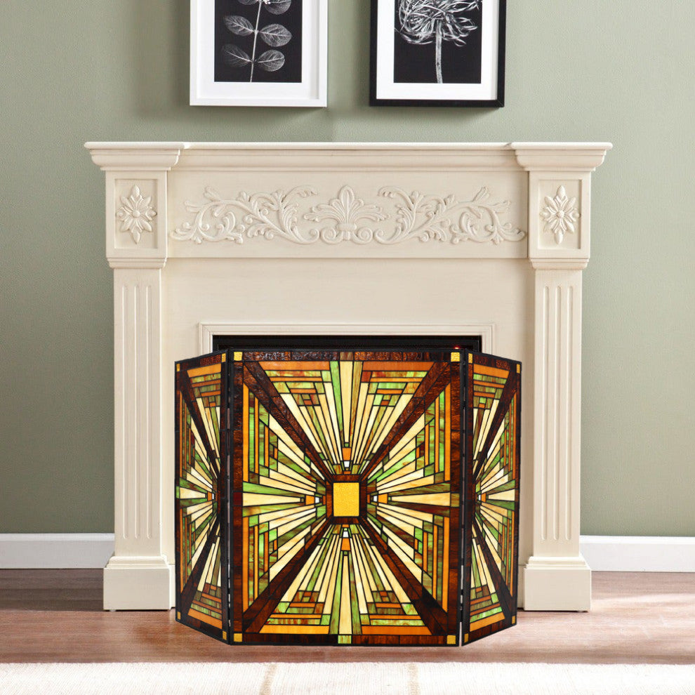 Innes Mission-Style 3Pcs Folding Fireplace Screen 45" Wide