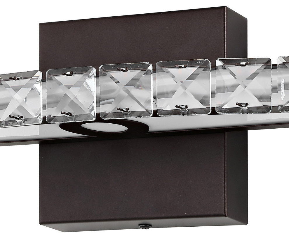 Alyson 18" 1-Light Iron/Acrylic Integrated Vanity Light, Oil Rubbed Bronze/Clear