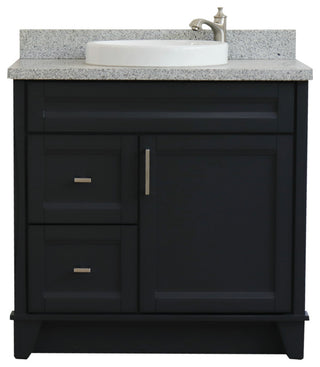 37" Single Sink Vanity, Dark Gray Finish With Gray Granite