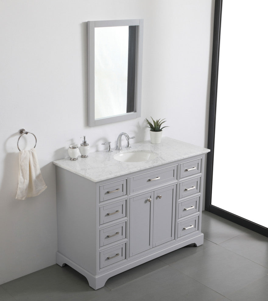 Amber Single Bathroom Vanity, Blue, Light Grey, 48"