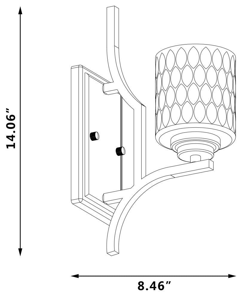 1- Light Dimmable Weathered Black Armed Sconce