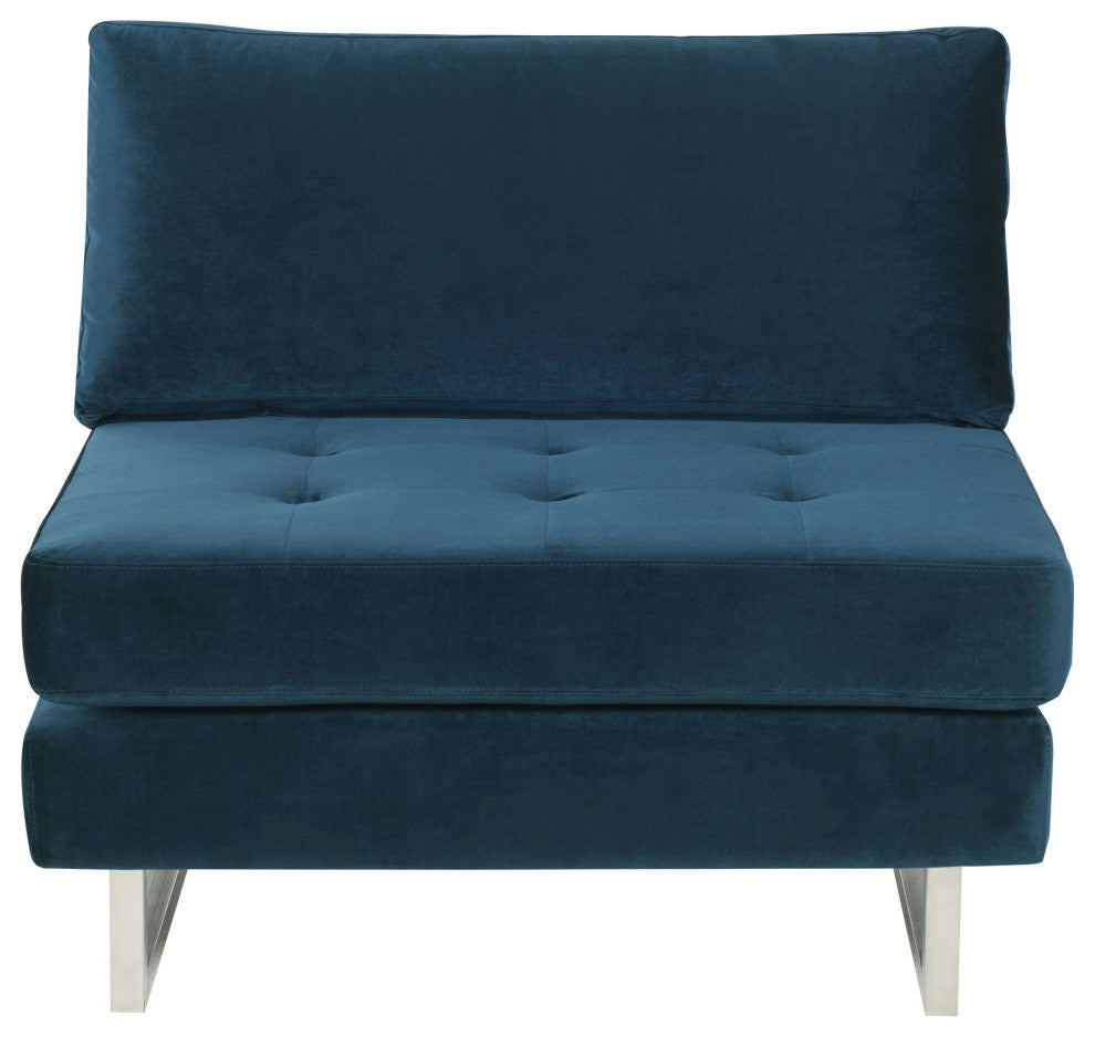 Janis Midnight Blue Fabric Armless Sofa Seat, HGSC361