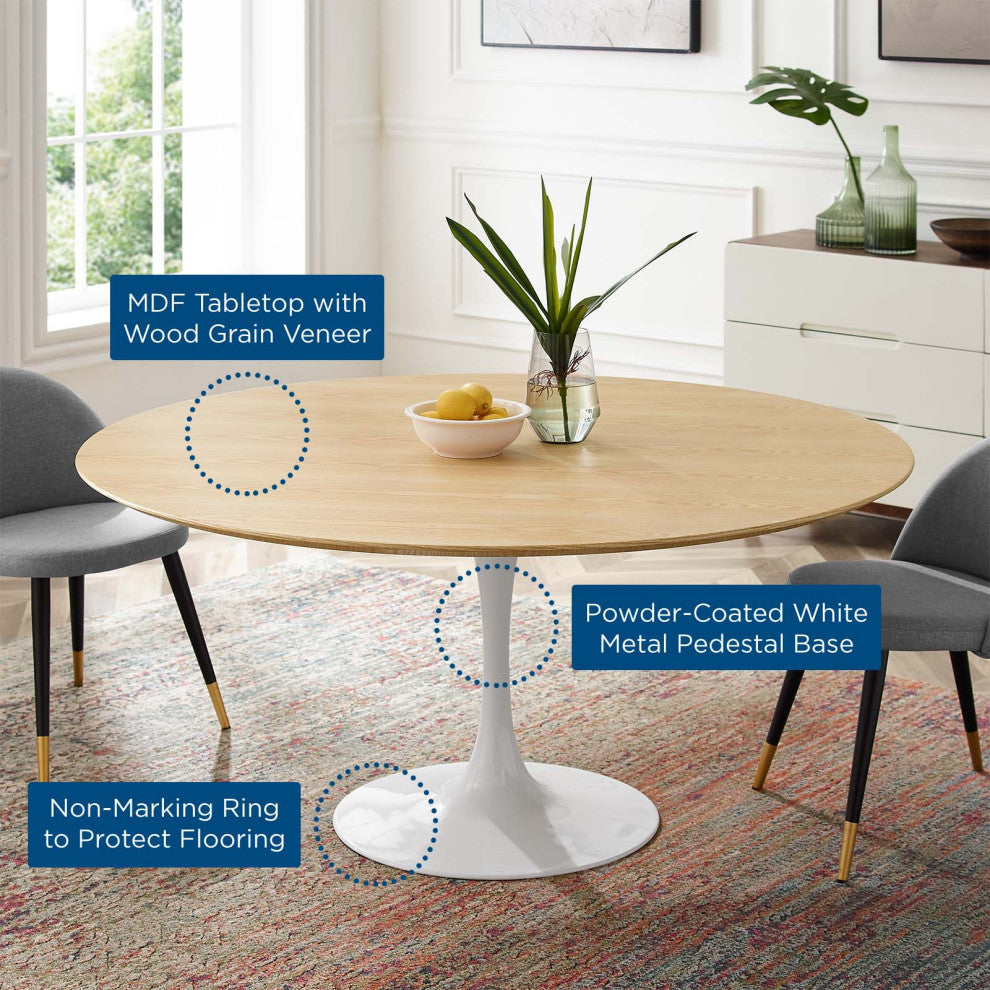 Lippa 60" Dining Table White Natural