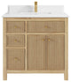 Sonoma 36 Center Sink Bath Vanity in Light Natural Teak with 1.5" White Quartz