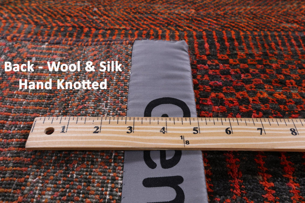 8' Square Super Savannah Gabbeh Hand-Knotted Wool and Silk Rug Q11911