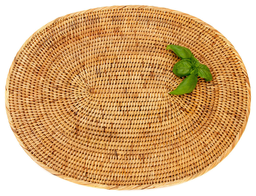 Artifacts Rattan Oval Placemat, Honey Brown, Medium