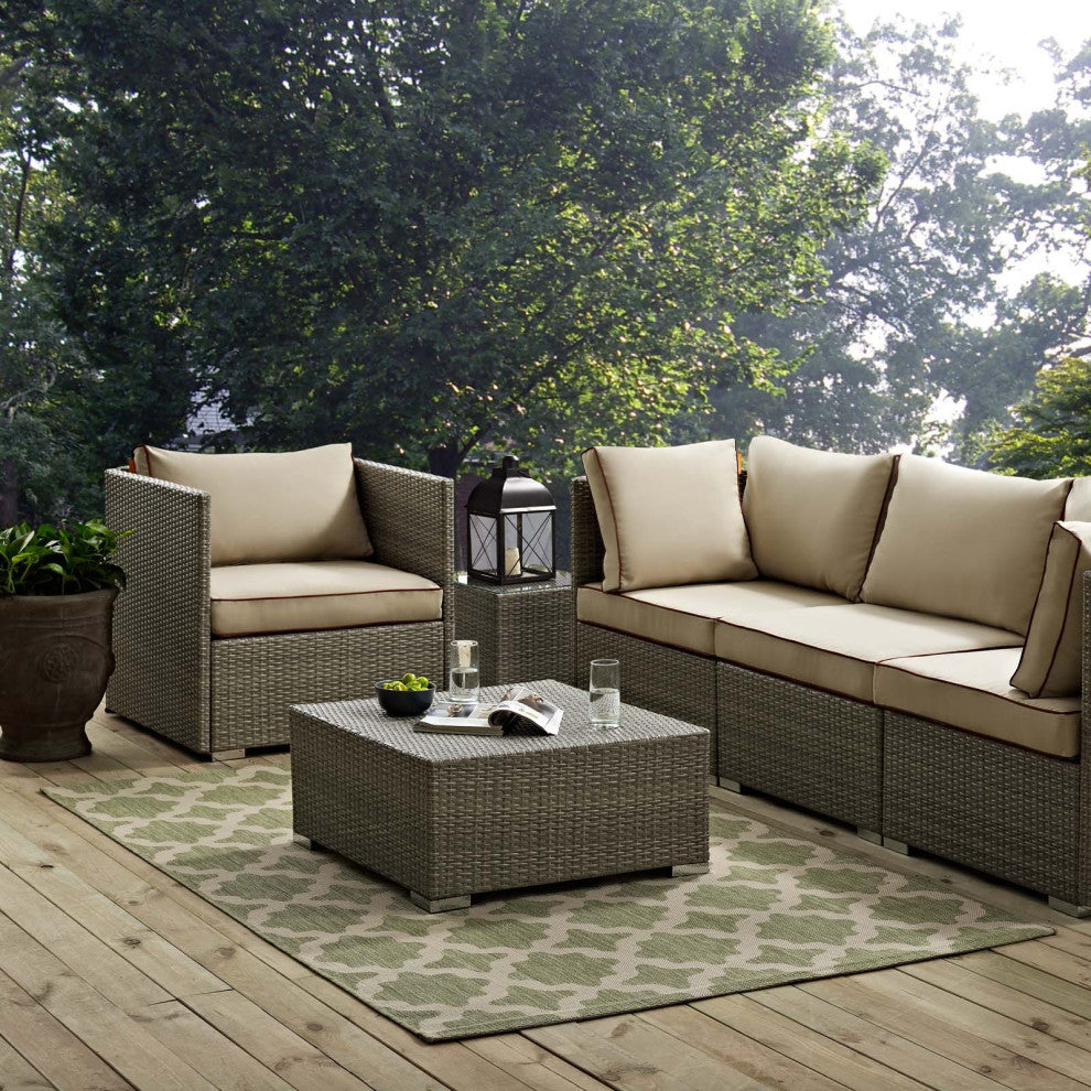 Area Rug Floor Carpet, Indoor Outdoor, Moroccan, Rectangular, 4x6, Beige Green