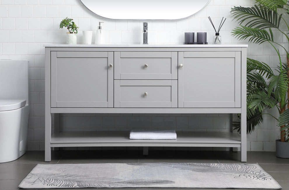 60" Single Bathroom Vanity, Grey