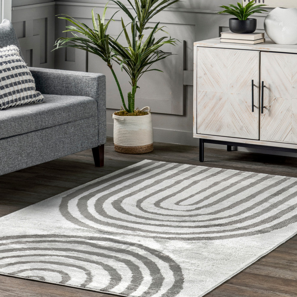 Nuloom Sena Modern Rainbow Area Rug, Light Grey 4'3"x6'