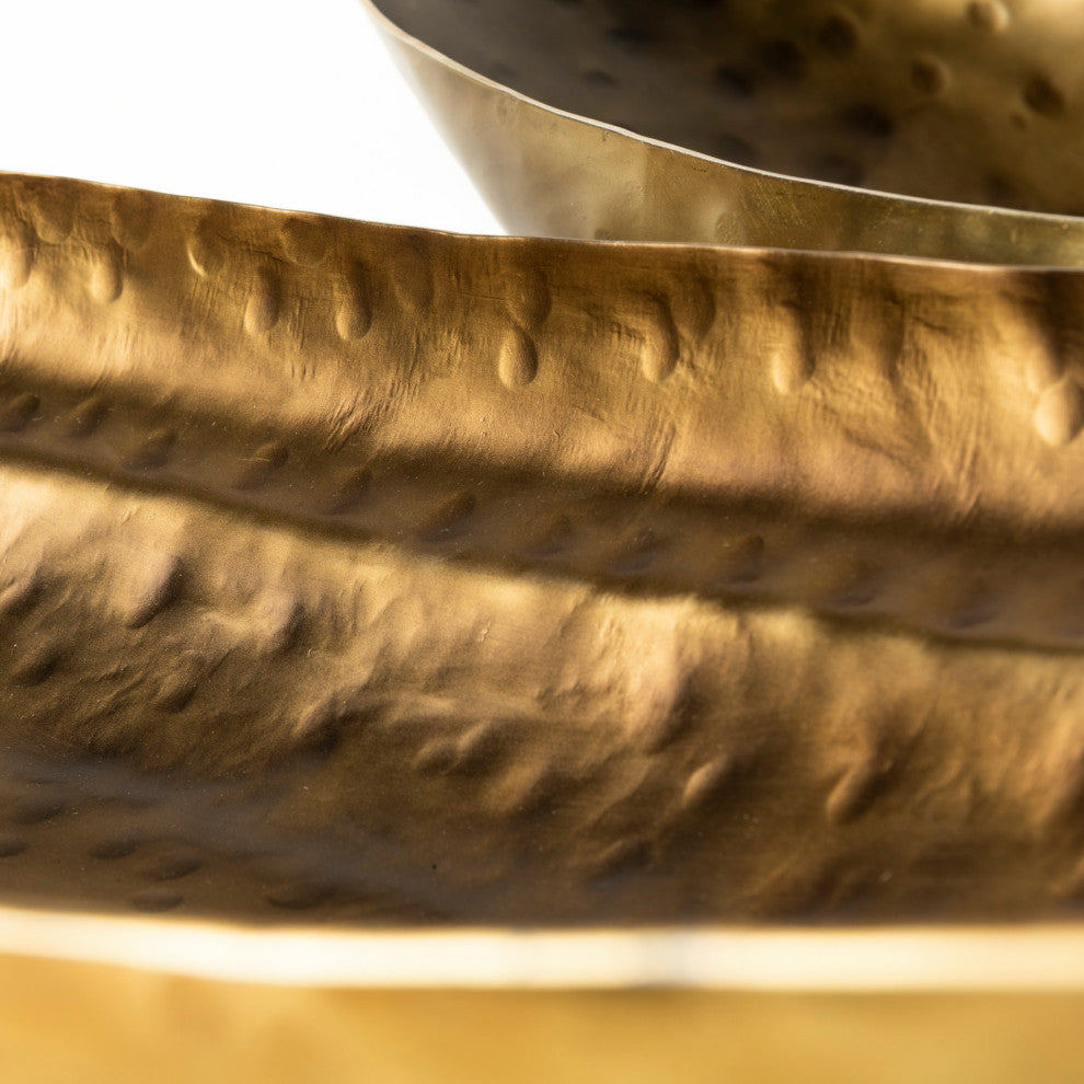 Karmen Hammered Gold Oversized Bowls, Set of 2