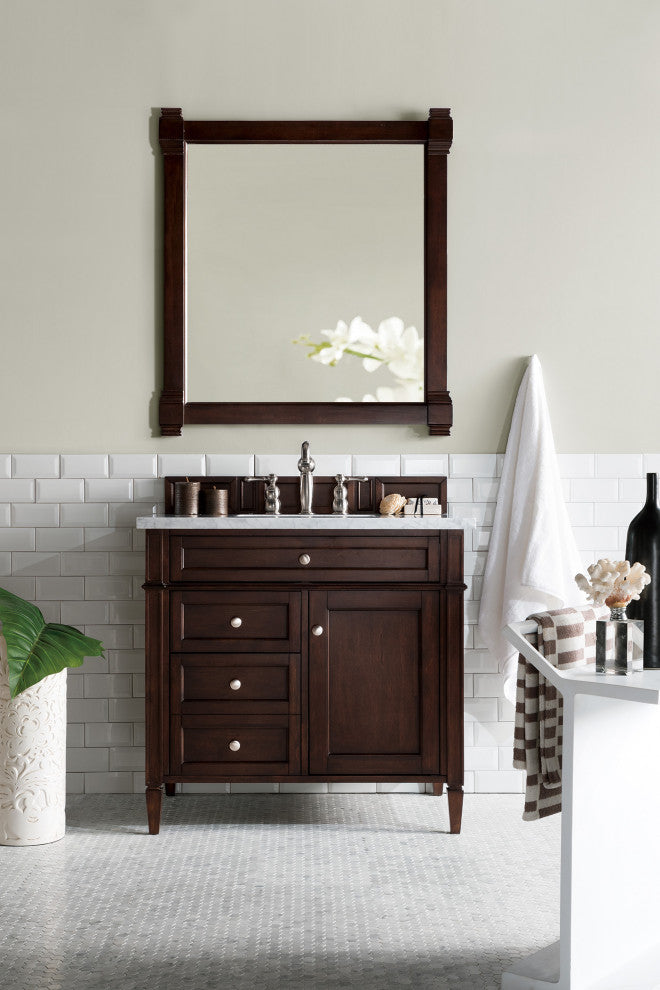James Martin 650-V36-BNM-3CAR 36 Inch Single Vanity with Carrara Marble Top