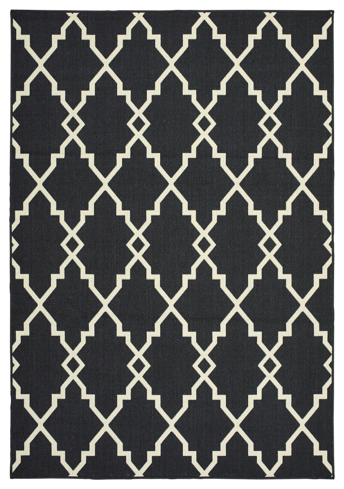 Oriental Weavers Marina Black/ Ivory Geometric Indoor/Outdoor Rug 8'6"X13'