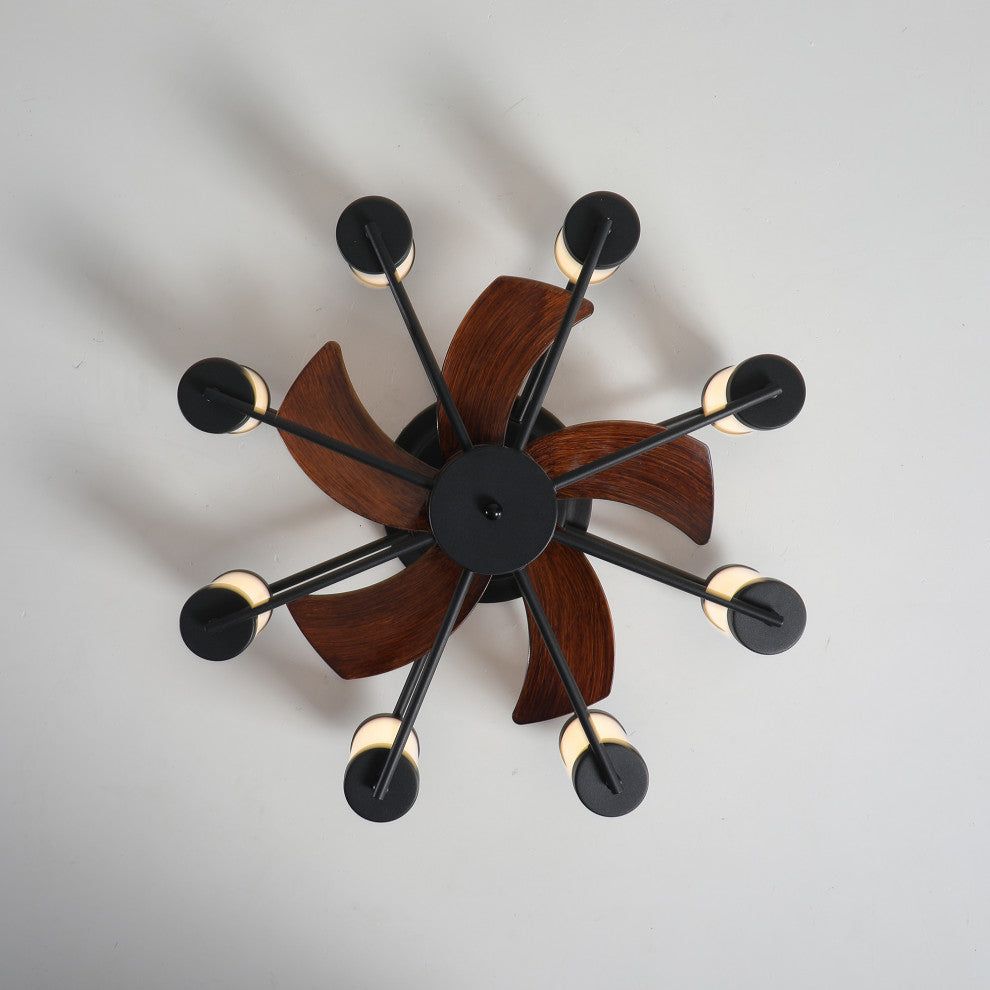 22 in. W x 8 in. H Iron Ceiling Fan in Black and White with Dimmable LED Lights