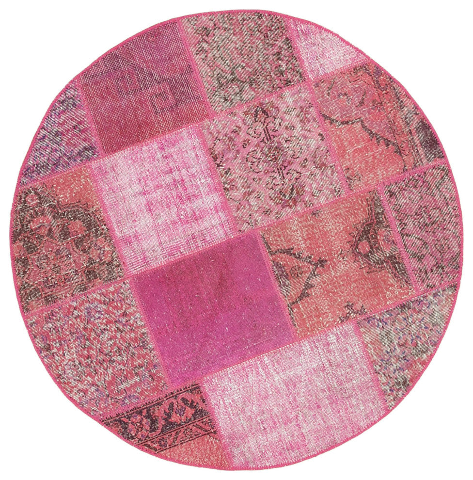 Rug N Carpet - Handwoven Oriental 4' 10" x 4' 10" Boho Round Patchwork Rug