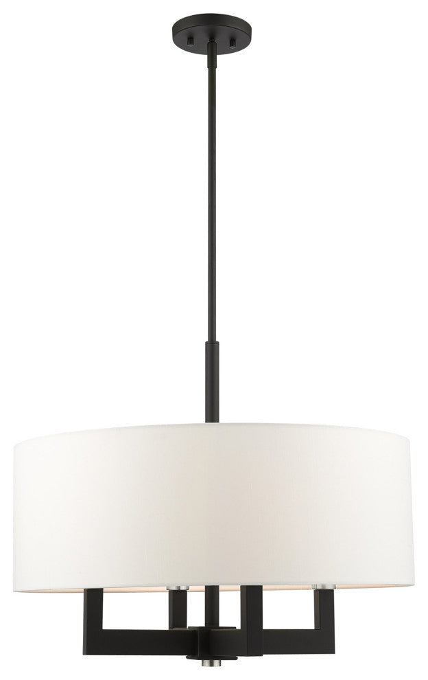 Livex Lighting Cresthaven 4 Light Black With Brushed Nickel Accents Chandelier