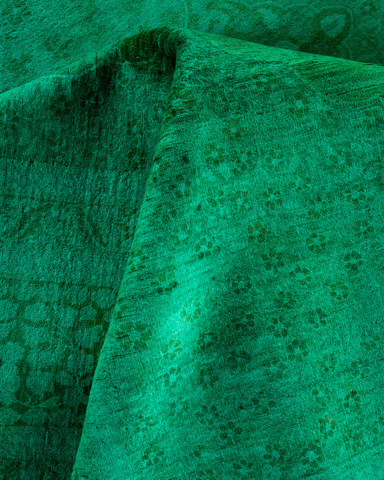 Fine Vibrance, One-of-a-Kind Hand-Knotted Area Rug Green, 9' 3" x 11' 10"
