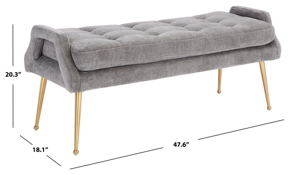 Safavieh Everdeen Bench, Charcoal/Gold