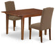 3Pc 42/54" Dining Table, 12 In Butterfly Leaf, Pair Of Parson Chair, Dark Coffee