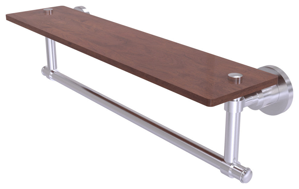 Washington Square 22" Solid Wood Shelf and Towel Bar, Satin Chrome
