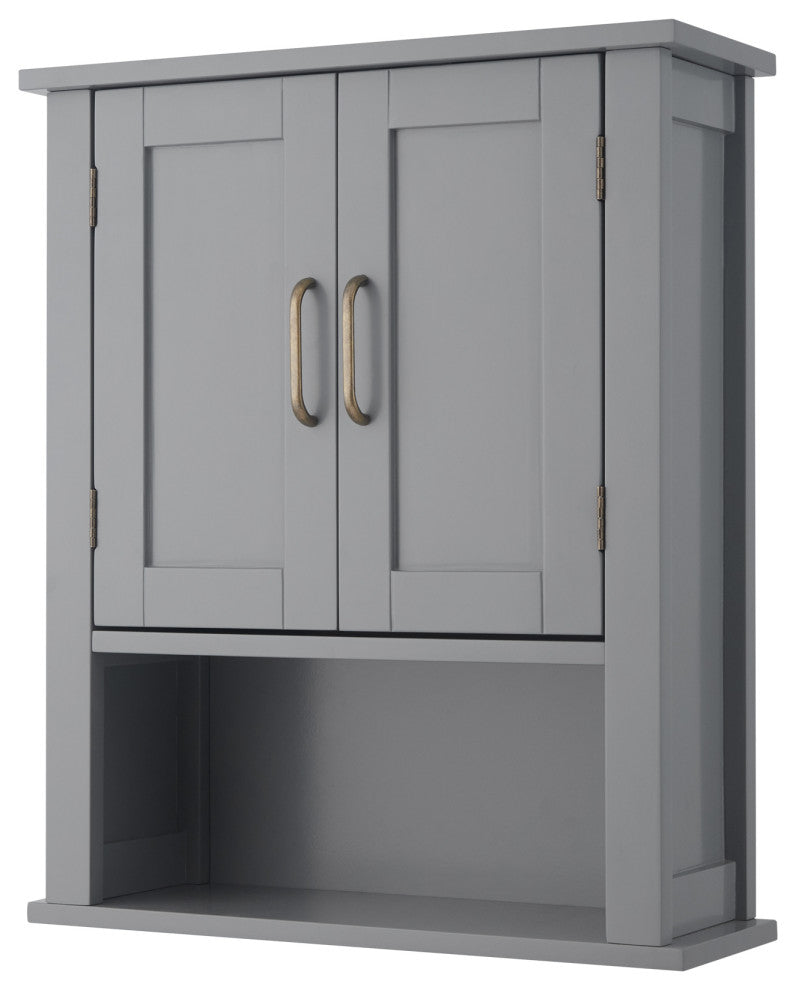 Wooden Bathroom Wall Cabinet Open Shelf Grey
