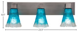 Apollo 3-Light Bath Bar, Graphite/Fluted Teal Crystal
