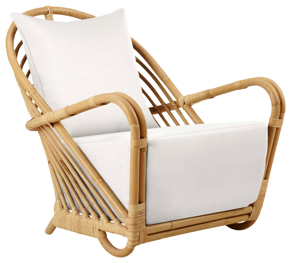 Arne Jacobsen Charlottenborg Chair Natural Tempotest White Canvas Cushion